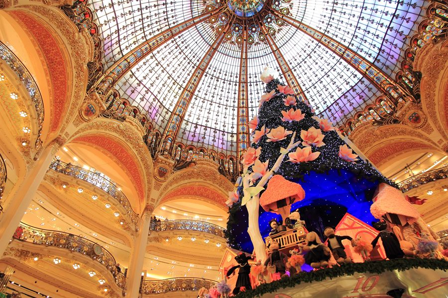 Christmas decorations at Galeries Lafayette in Paris